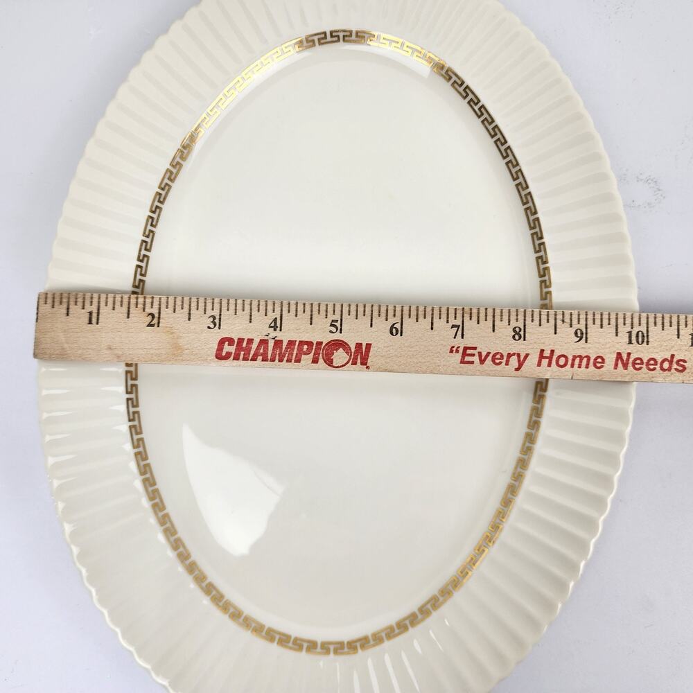 Lenox China Cretan 0-316 Small Oval 13" x 10" Serving Platter Gold Grecian Trim - Picture 6 of 6